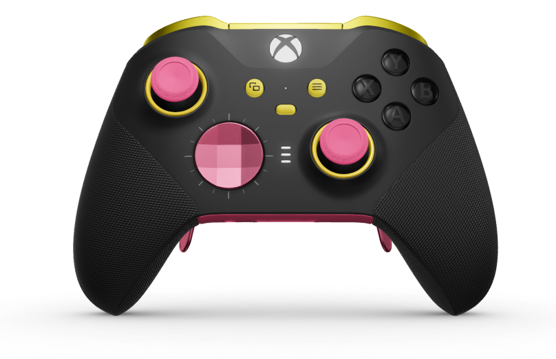 Xbox Elite Wireless Controller Series 2 - Core - Corpo: Preto Carbono + Pegas em Borracha, Botão Direcional: Facetado, Deep Pink (Metal), Traseira: Rosa Profundo + Pegas em Borracha