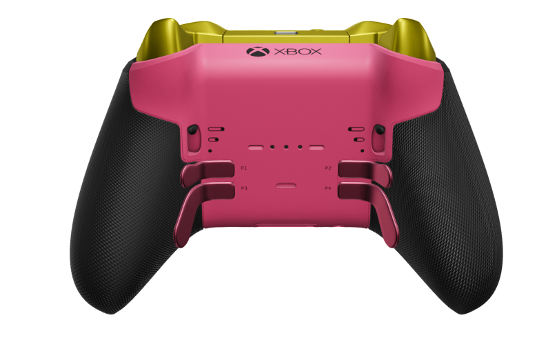 Xbox Elite Wireless Controller Series 2 - Core - Corpo: Preto Carbono + Pegas em Borracha, Botão Direcional: Facetado, Deep Pink (Metal), Traseira: Rosa Profundo + Pegas em Borracha