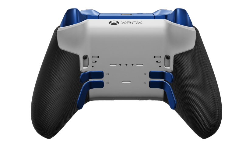 Trådløs Xbox Elite-controller Series 2 – Core - Behuizing voorzijde: Robotwit + rubberen handvatten, D-pad: Facet, Photon Blue (Metal), Behuizing achterzijde: Robotwit + rubberen handvatten