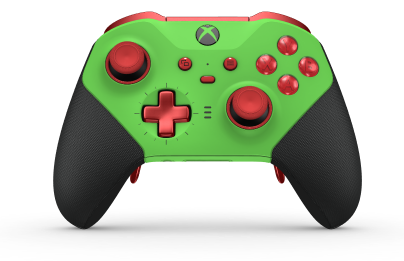 Xbox Elite Wireless Controller Series 2 - Core - Body: Velocity Green + Rubberized Grips, D-pad: Cross, Pulse Red (Metal), Back: Velocity Green + Rubberized Grips
