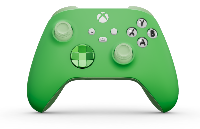 Xbox Wireless Controller - 몸체: 벨로시티 그린, 방향 패드: 벨로시티 그린(메탈릭), 엄지스틱: 소프트 그린