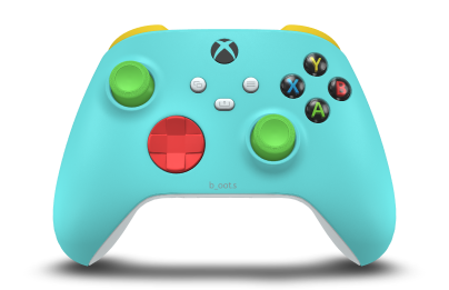 Xbox Wireless Controller - Hoofdtekst: Gletsjerblauw, D-Pads: Pulse Red, Duimsticks: Velocity Green