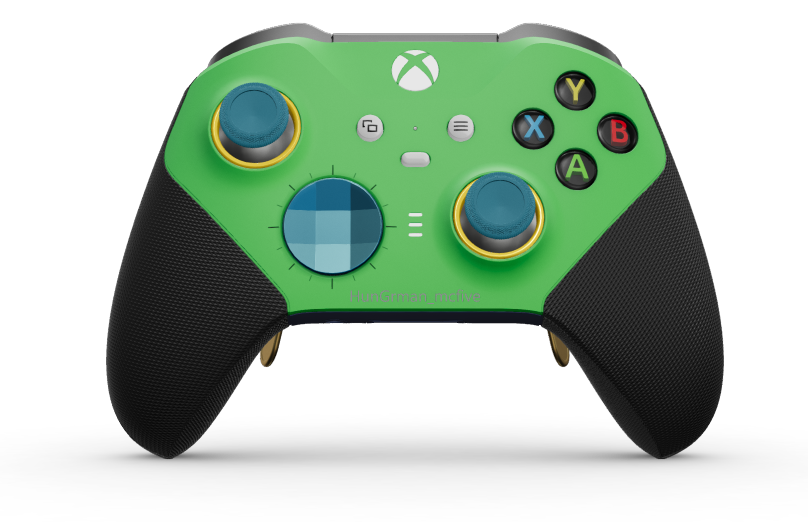 Xbox Elite Series 2 – Core vezeték nélküli kontroller - Body: Velocity Green + Rubberised Grips, D-pad: Facet, Mineral Blue (Metal), Back: Midnight Blue + Rubberised Grips