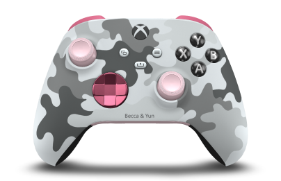 Xbox 無線控制器 - Body: Arctic Camo, D-Pads: Deep Pink (Metallic), Thumbsticks: Soft Pink