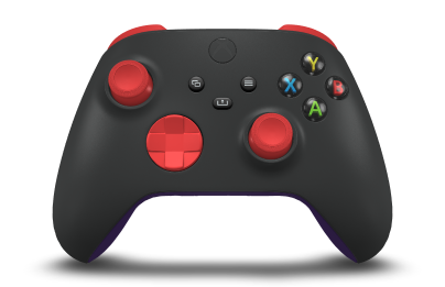 Xbox Wireless Controller - Corpo: Preto Carbono, Botões Direcionais: Vermelho Forte, Manípulos Analógicos: Vermelho Forte