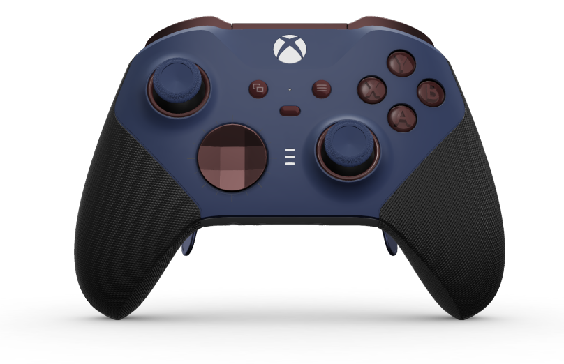 Xbox Elite Wireless Controller Series 2 - Core - Hoveddel: Midnatsblå + gummigreb, D-blok: Facetteret, granatrød (metal), Bagside: Stormgrå + gummigreb