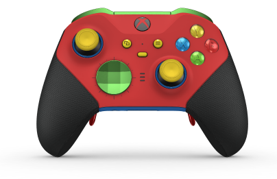 Xbox Elite Wireless Controller Series 2 – Core - Body: Pulse Red + Rubberized Grips, D-pad: Facet, Velocity Green (Metal), Back: Shock Blue + Rubberized Grips