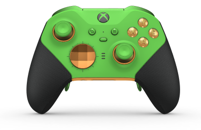 Xbox Elite Wireless Controller Series 2 - Core - Body: Velocity Green + Rubberized Grips, D-pad: Facet, Soft Orange (Metal), Back: Soft Orange + Rubberized Grips
