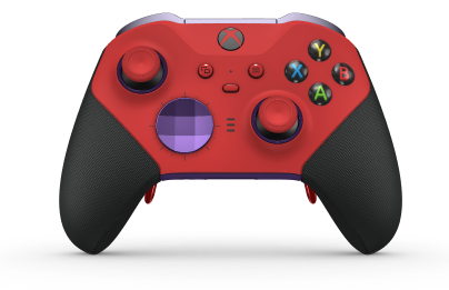 Xbox Elite Wireless Controller Series 2 - Core - Corpo: Vermelho Forte + Pegas em Borracha, Botão Direcional: Faceta, Roxo Astral (Metal), Traseira: Roxo Astral + Pegas em Borracha