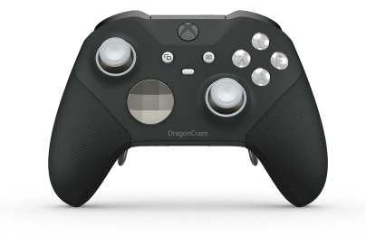 Xbox Elite draadloze controller Series 2 - Core - Behuizing voorzijde: Carbonzwart + rubberen handvatten, D-pad: Facet, Bright Silver (Metal), Behuizing achterzijde: Carbonzwart + rubberen handvatten