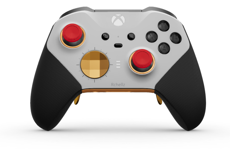 Xbox Elite draadloze controller Series 2 - Core - Body: Robot White + Rubberised Grips, D-pad: Faceted, Soft Orange (Metal), Back: Soft Orange + Rubberised Grips