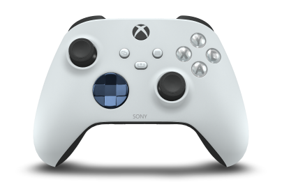 Xbox Wireless Controller - Hoofdtekst: Robotwit, D-Pads: Middernachtblauw (metallic), Duimsticks: Carbonzwart