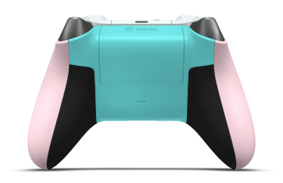 Controller with Soft Pink body, Lightning Yellow (Metallic) D-pad, and Glacier Blue thumbsticks - back view