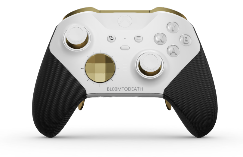 Xbox Elite Wireless Controller Series 2 - Core - Hoveddel: Robothvid + gummigreb, D-blok: Facetteret, guldfarvet (metal), Bagside: Robothvid + gummigreb