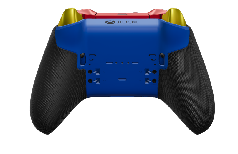 Xbox Elite Wireless Controller Series 2 - Core - Hoveddel: Robothvid + gummigreb, D-blok: Kryds, Impulsrød (metal), Bagside: Stødblå + gummigreb