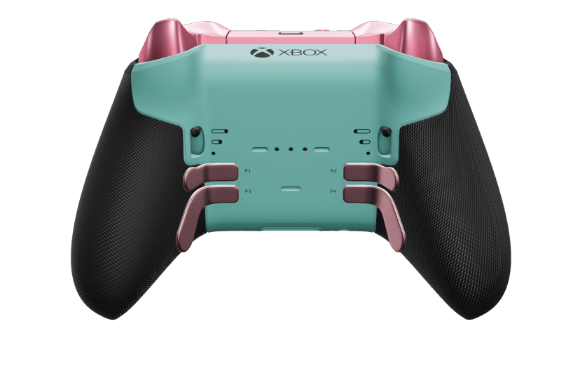 Xbox Elite Wireless Controller Series 2 - Core - Corps: Glacier Blue + poignées caoutchoutées, BMD: À facettes, Soft Pink (métal), Arrière: Glacier Blue + poignées caoutchoutées