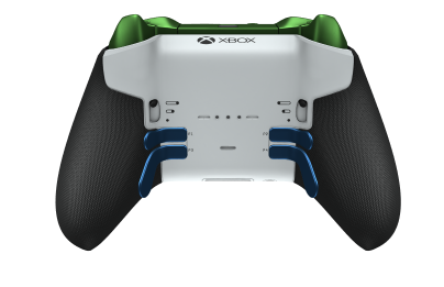Xbox Elite Wireless Controller Series 2 - Core - Korpus: Shock Blue + Rubberized Grips, Pad kierunkowy: Wersja wklęsła, dziarska zieleń (wariant metaliczny), Tył: Robot White + Rubberized Grips