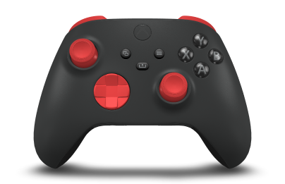 Controller with Carbon Black body, Pulse Red D-pad, and Pulse Red thumbsticks - front view
