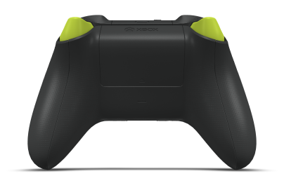Controller with Carbon Black body, Bright Silver (Metallic) D-pad, and Electric Volt thumbsticks - back view