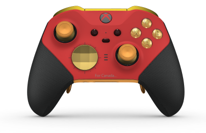Xbox Elite Wireless Controller Series 2 - Core - Body: Pulse Red + Rubberized Grips, D-pad: Facet, Gold Matte (Metal), Back: Soft Orange + Rubberized Grips