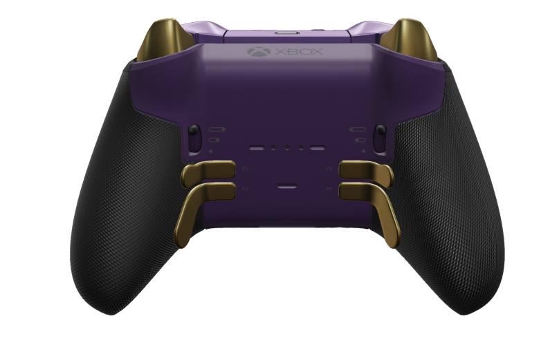 Xbox Elite Wireless Controller Series 2 - Core - Test: Astral Purple lila + gumírozott markolatok, l-választó: Kereszt, Hero arany (metál), Hátoldal: Astral Purple lila + gumírozott markolatok