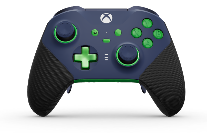 Xbox Elite Wireless Controller Series 2 - Core - Hoveddel: Midnatsblå + gummigreb, D-blok: Kryds, Fartgrøn (metal), Bagside: Fartgrøn + gummigreb