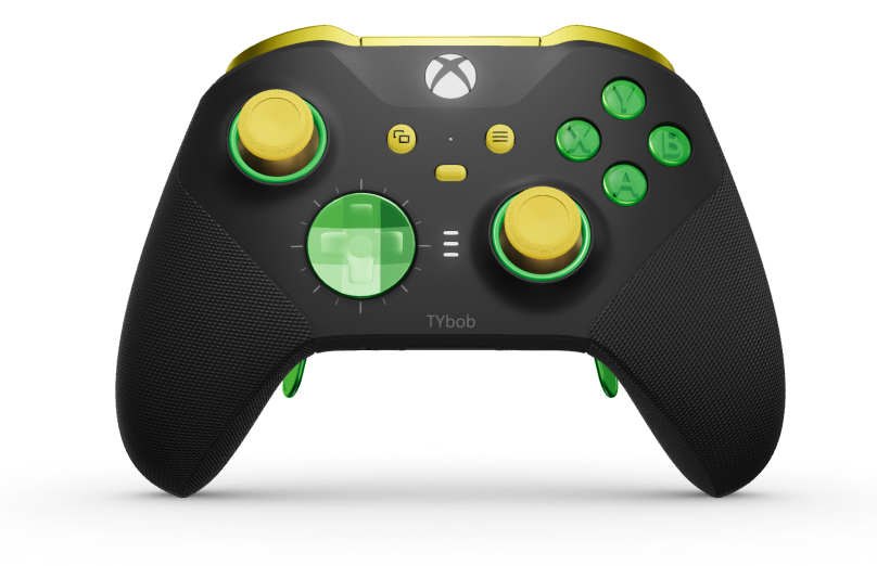 Manette sans fil Xbox Elite Series 2 - Core - Behuizing voorzijde: Carbonzwart + rubberen handvatten, D-pad: Gefacetteerd, velocity-groen (metaal), Behuizing achterzijde: Carbonzwart + rubberen handvatten