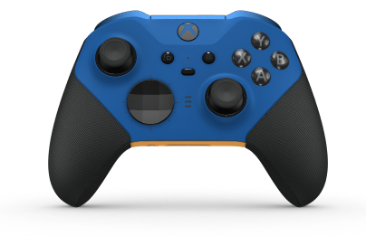 Xbox Elite Wireless Controller Series 2 - Core - Body: Shock Blue + Rubberized Grips, D-pad: Facet, Carbon Black (Metal), Back: Soft Orange + Rubberized Grips