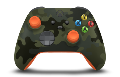 Xbox Wireless Controller - Body: Forest Camo, D-Pads: Storm Grey, Thumbsticks: Zest Orange