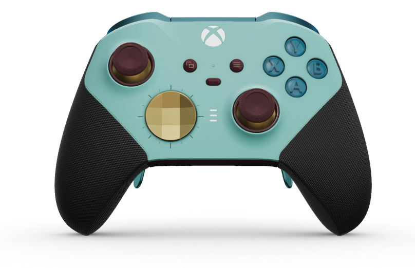 Xbox Elite Wireless Controller Series 2 - Core - Body: Glacier Blue + Rubberized Grips, D-pad: Facet, Hero Gold (Metal), Back: Garnet Red + Rubberized Grips