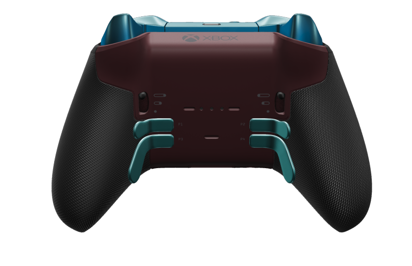 Xbox Elite Wireless Controller Series 2 - Core - Body: Glacier Blue + Rubberized Grips, D-pad: Facet, Hero Gold (Metal), Back: Garnet Red + Rubberized Grips