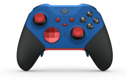 Xbox Elite Wireless Controller Series 2 - Core - Behuizing voorzijde: Shockblauw + rubberen handvatten, D-pad: Facet, Pulse Red (Metal), Behuizing achterzijde: Pulsrood + rubberen handvatten
