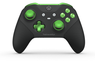 Xbox Elite Wireless Controller Series 2 - Core - Corps: Carbon Black + poignées caoutchoutées, BMD: Plus, Velocity Green (métal), Arrière: Carbon Black + poignées caoutchoutées