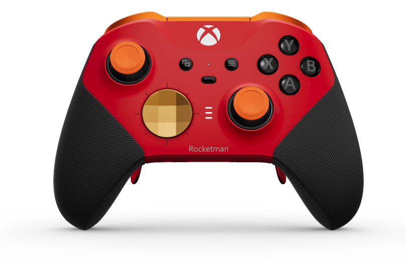 Xbox Elite Wireless Controller Series 2 - Core - Body: Pulse Red + Rubberised Grips, D-pad: Faceted, Soft Orange (Metal), Back: Pulse Red + Rubberised Grips