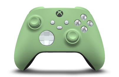 Controller with Soft Green body, Robot White D-pad, and Soft Green thumbsticks - front view