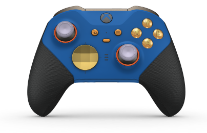 Xbox Elite ワイヤレスコントローラー シリーズ 2 - Core - Body: Shock Blue + Rubberized Grips, D-pad: Facet, Gold Matte (Metal), Back: Shock Blue + Rubberized Grips