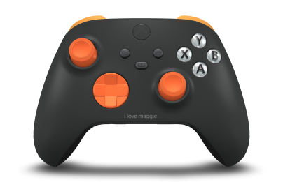 Xbox Wireless Controller - Hoofdtekst: Carbon Black, D-Pads: Zest-oranje, Duimsticks: Zest-oranje