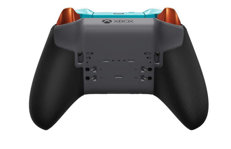 Xbox Elite Wireless Controller Series 2 - Core - Corps: Storm Gray + poignées caoutchoutées, BMD: Plus, Mineral Blue (métal), Arrière: Storm Gray + poignées caoutchoutées