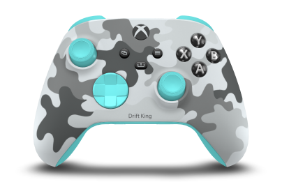 Controller with Arctic Camo body, Glacier Blue D-pad, and Glacier Blue thumbsticks - front view