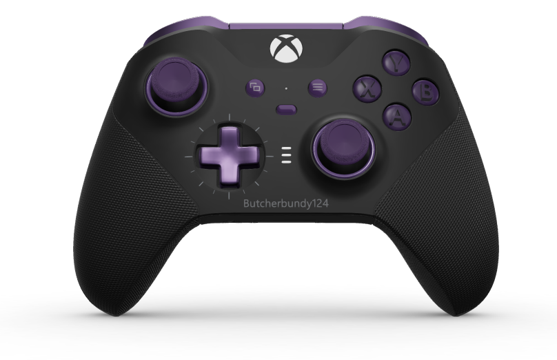 Xbox Elite Wireless Controller Series 2 - Core - Korpus: Carbon Black + gumowane uchwyty, Pad kierunkowy: Wersja typu krzyż, gwiezdny fiolet (wariant metaliczny), Tył: Carbon Black + gumowane uchwyty