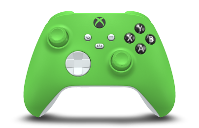Controller with Velocity Green body, Robot White D-pad, and Velocity Green thumbsticks - front view
