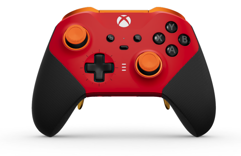 Xbox Elite Wireless Controller Series 2 - Core - Tělo: Červená Pulse Red + pogumované rukojeti, Směrový ovladač: Kříž, uhlově černá (kovová), Zadní strana: Červená Pulse Red + pogumované rukojeti