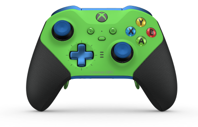 Xbox Elite Wireless Controller Series 2 - Core - Body: Velocity Green + Rubberized Grips, D-pad: Cross, Photon Blue (Metal), Back: Shock Blue + Rubberized Grips