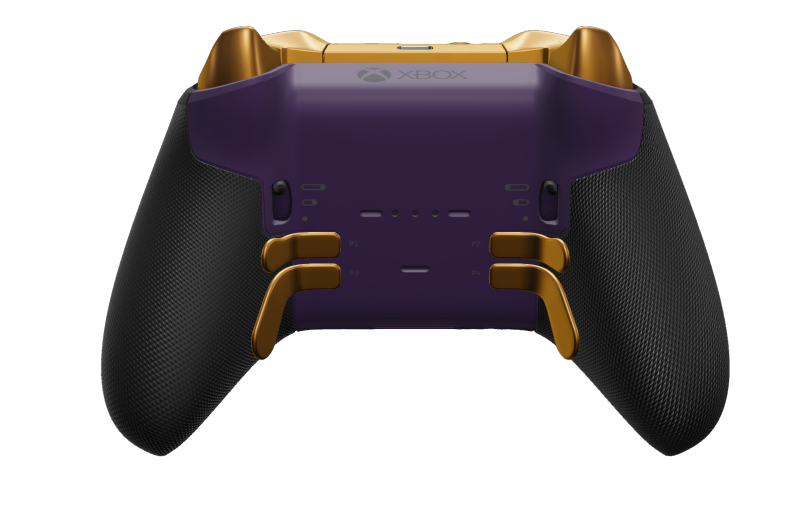 Xbox Elite Wireless Controller Series 2 - Core - Behuizing voorzijde: Astralpaars + rubberen handvatten, D-pad: Cross, Soft Orange (Metal), Behuizing achterzijde: Astralpaars + rubberen handvatten