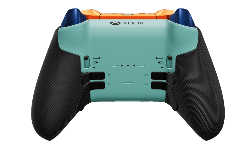 Xbox Elite Wireless Controller Series 2 - Core - Corps: Velocity Green + poignées caoutchoutées, BMD: À facettes, Astral Purple (métal), Arrière: Glacier Blue + poignées caoutchoutées