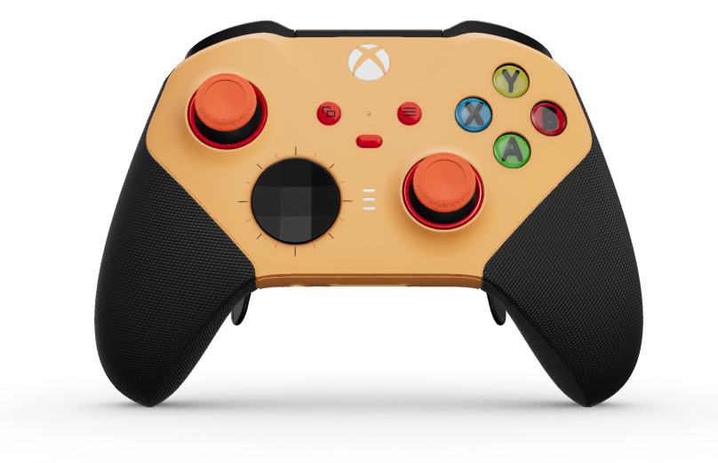 Xbox Elite Wireless Controller Series 2 - Core - Behuizing voorzijde: Zacht oranje + rubberen handvatten, D-pad: Gefacetteerd, carbonzwart (metaal), Behuizing achterzijde: Zacht oranje + rubberen handvatten