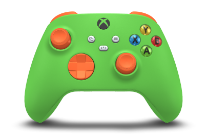 Xbox Wireless Controller - Corpo: Verde Veloz, Botões Direcionais: Laranja Vibrante, Manípulos Analógicos: Laranja Vibrante
