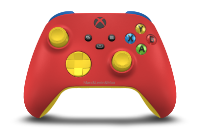 Xbox 無線控制器 - Corpo: Vermelho Forte, Botões Direcionais: Lighting Yellow, Manípulos Analógicos: Lighting Yellow
