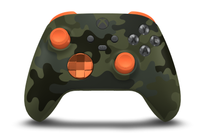 Xbox Wireless Controller - Corps: Forest Camo, BMD: Zest Orange (métallique), Joysticks: Zest Orange