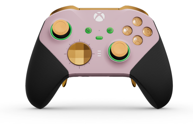 Xbox Elite Wireless Controller Series 2 - Core - Text: Soft Pink + gummierte Griffe, D-Pad: Facettiert, Soft Orange (Metall), Zurück: Soft Pink + gummierte Griffe